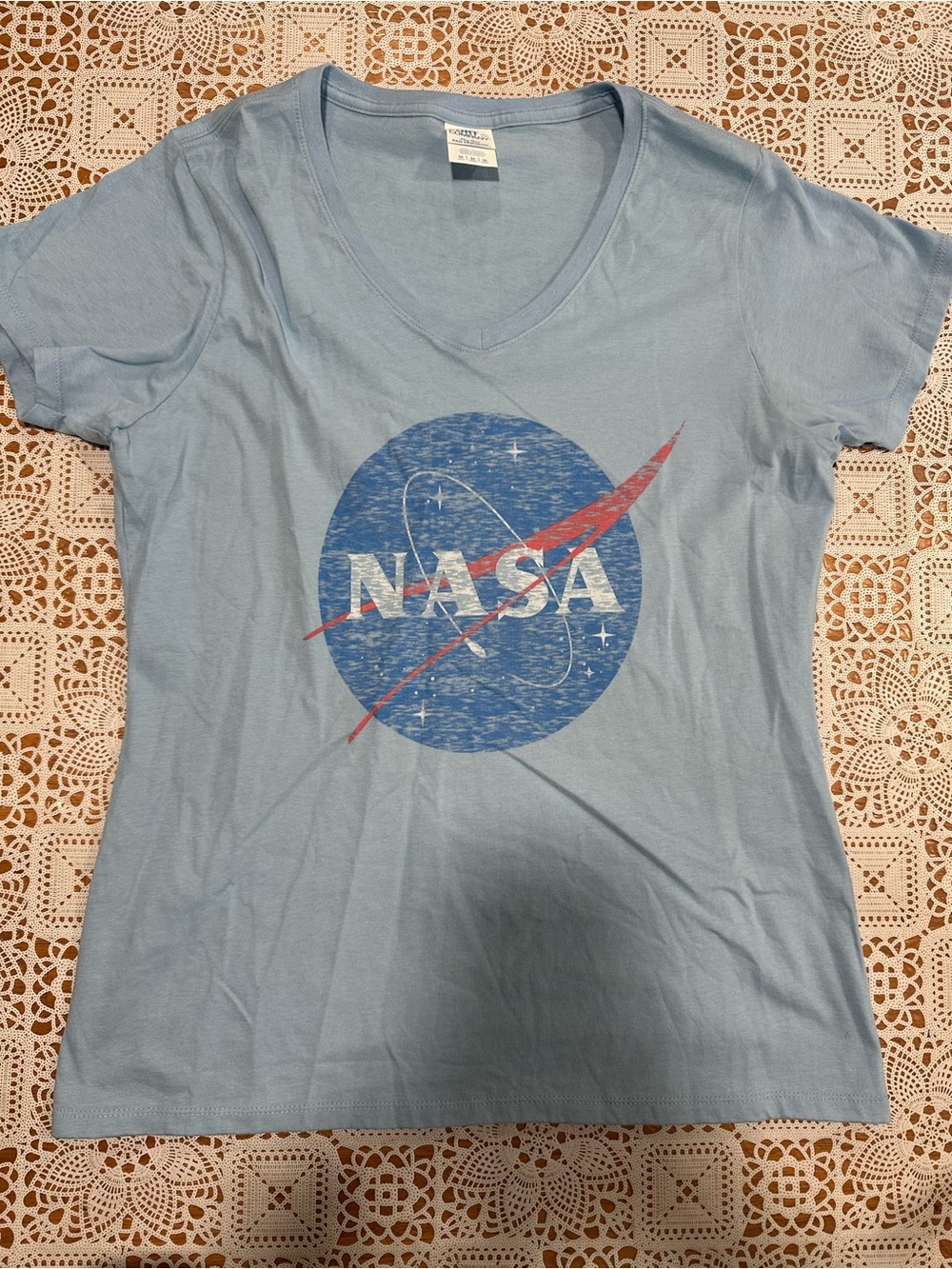 NASA Logo Graphic Tee Light Blue Space T-Shirt Women’s Medium